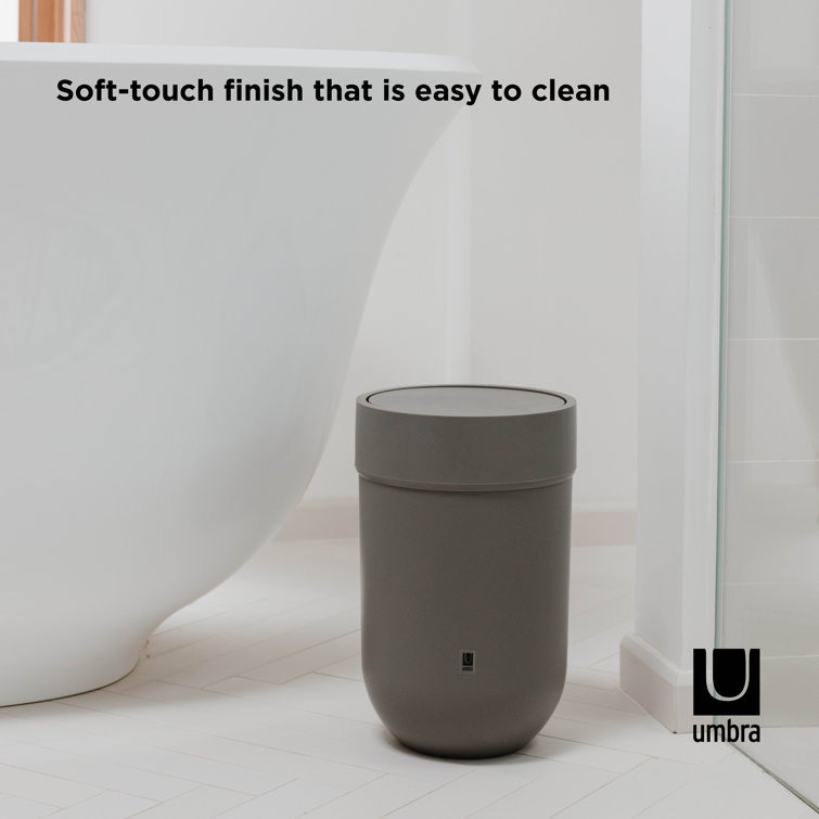 Sleek Touch 1.6 Gallon Gray Plastic Waste Bin with Swing Lid