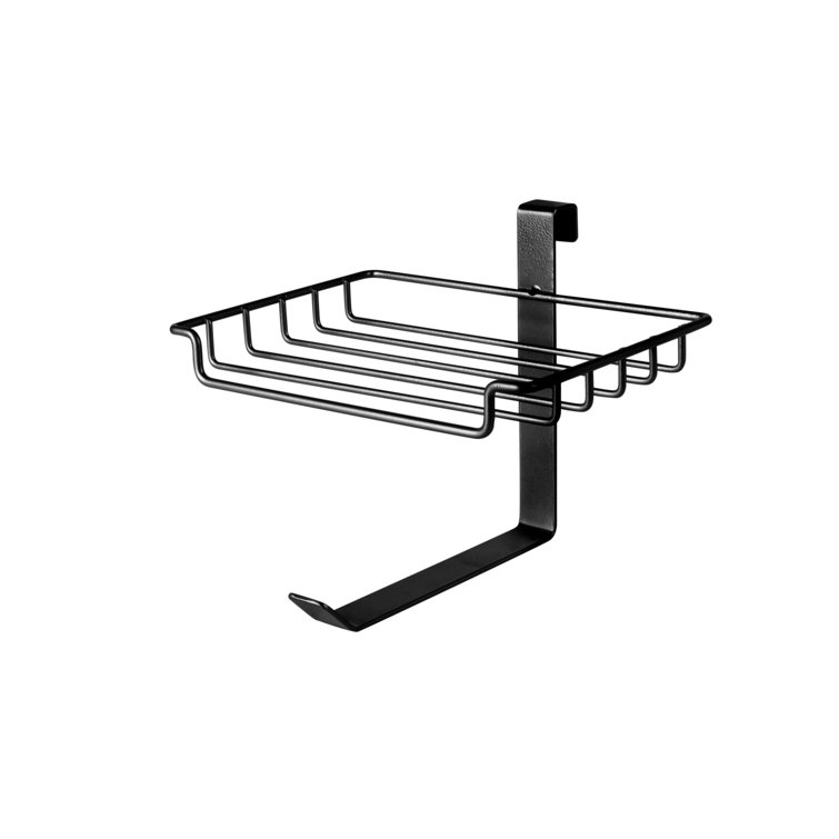 Matte Black Over-the-Tank Toilet Paper Holder with Shelf