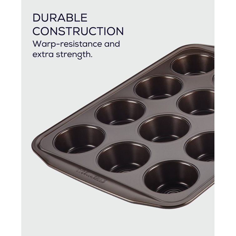 Chocolate Brown Nonstick 12-Cup Muffin Pan with Wide Handles