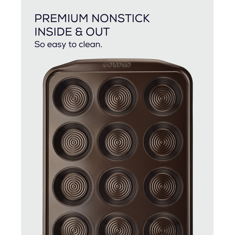 Chocolate Brown Nonstick 12-Cup Muffin Pan with Wide Handles