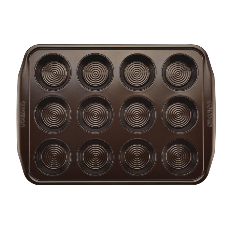 Chocolate Brown Nonstick 12-Cup Muffin Pan with Wide Handles