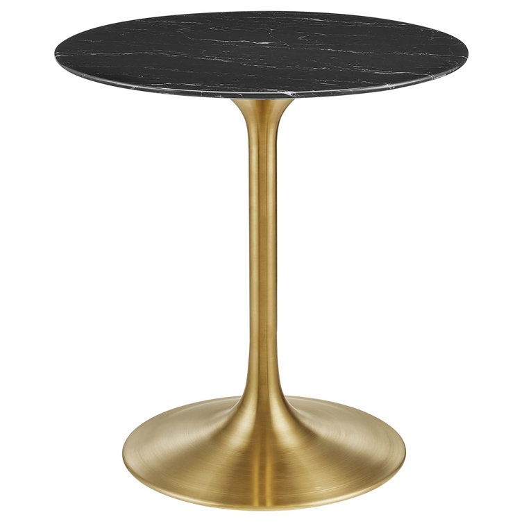 47" Round Black Marble Dining Table with Gold Base