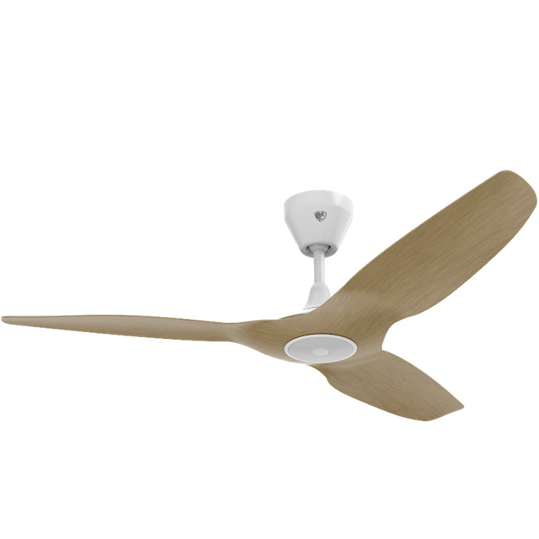 52" White and Caramel Bamboo Smart Ceiling Fan with LED Light