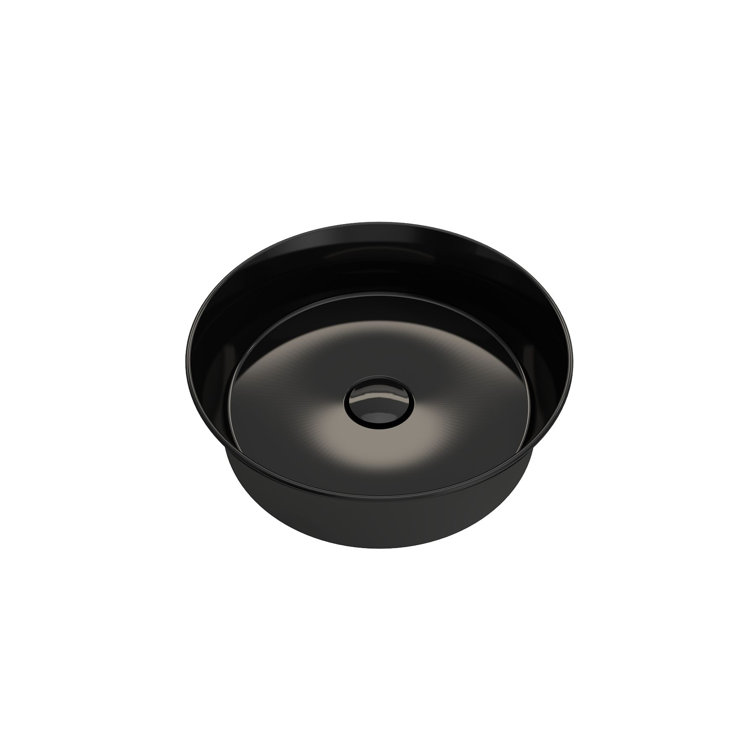 Black Gloss Ceramic Round Bathroom Sink