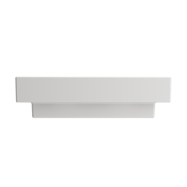 Modern White Ceramic Wall-Mount Rectangular Bathroom Sink