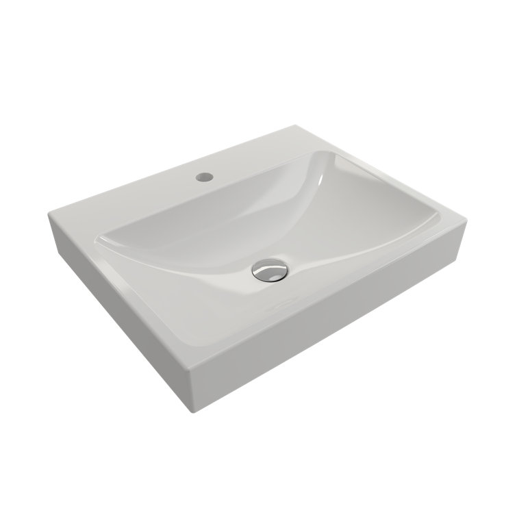 Modern White Ceramic Wall-Mount Rectangular Bathroom Sink