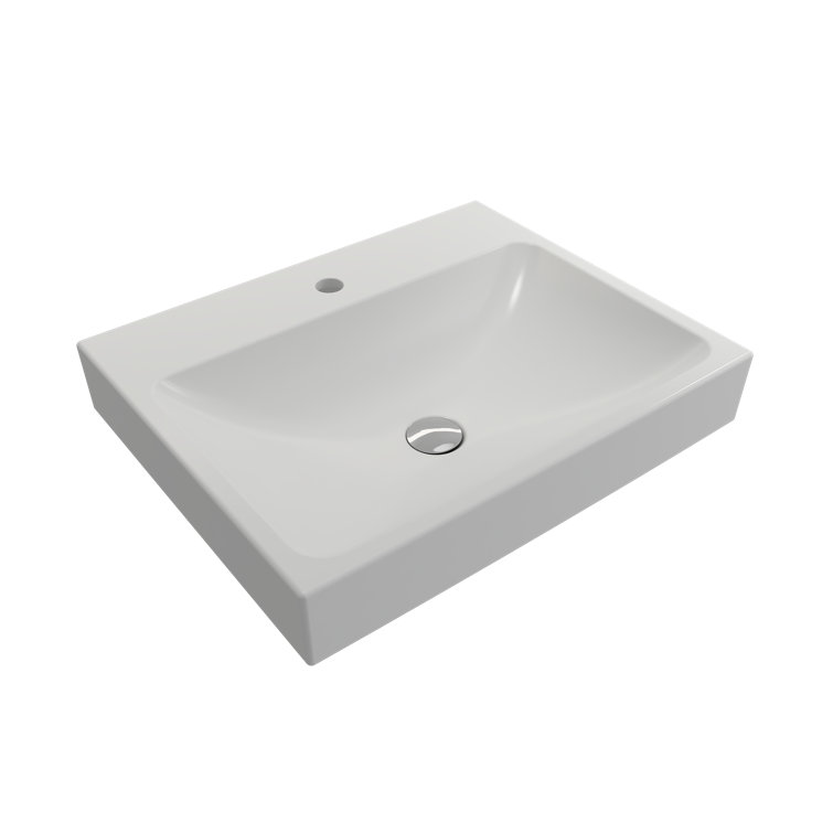 Matte White Ceramic Rectangular Wall-Mounted Bathroom Sink