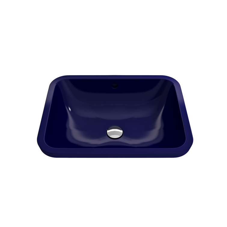 Sapphire Blue Ceramic Rectangular Undermount Bathroom Sink