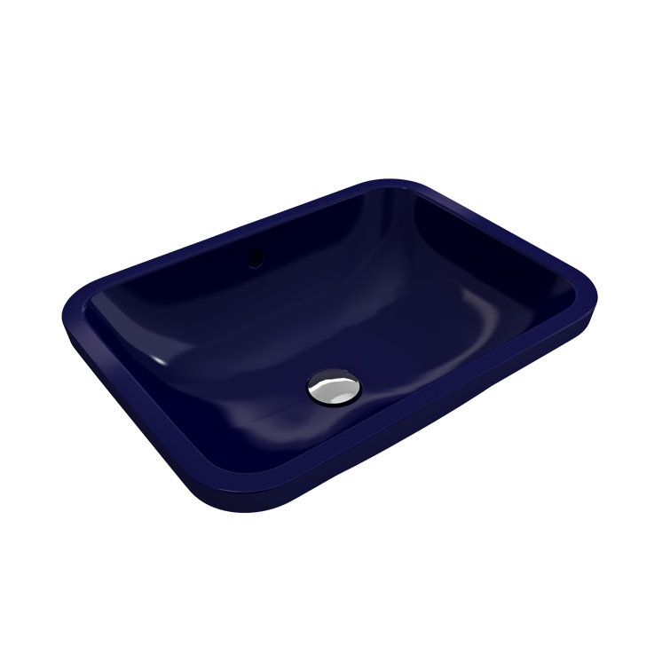 Sapphire Blue Ceramic Rectangular Undermount Bathroom Sink