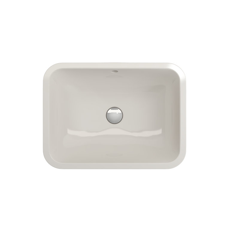 Biscuit Ceramic Rectangular Undermount Bathroom Sink with Overflow