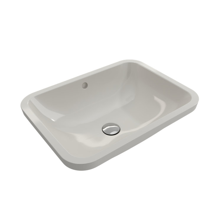 Biscuit Ceramic Rectangular Undermount Bathroom Sink with Overflow