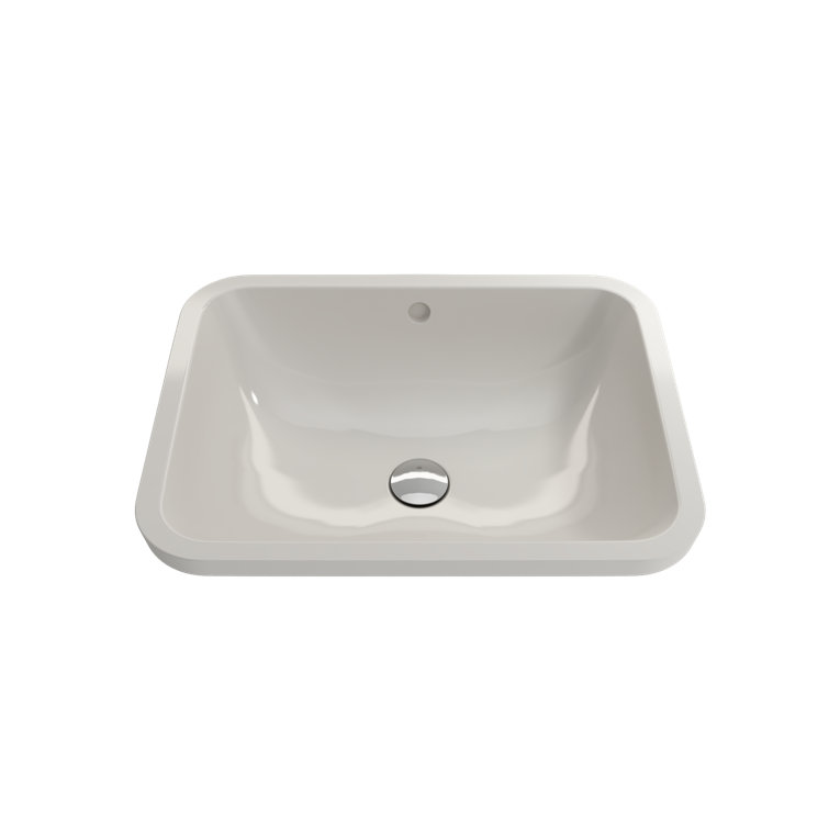 Biscuit Ceramic Rectangular Undermount Bathroom Sink with Overflow
