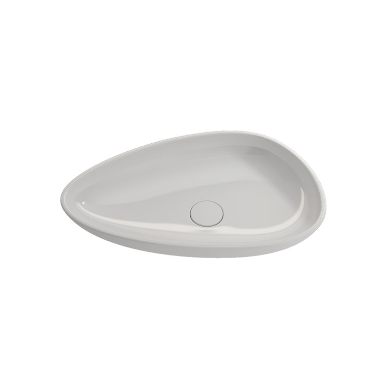 Modern White Ceramic Palette Shaped Vessel Sink