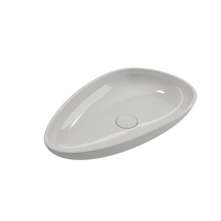 Modern White Ceramic Palette Shaped Vessel Sink