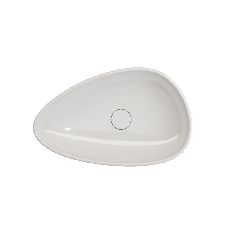 Modern White Ceramic Palette Shaped Vessel Sink