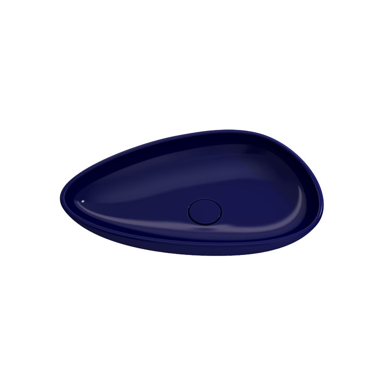 Sapphire Blue Ceramic Palette Shaped Vessel Sink