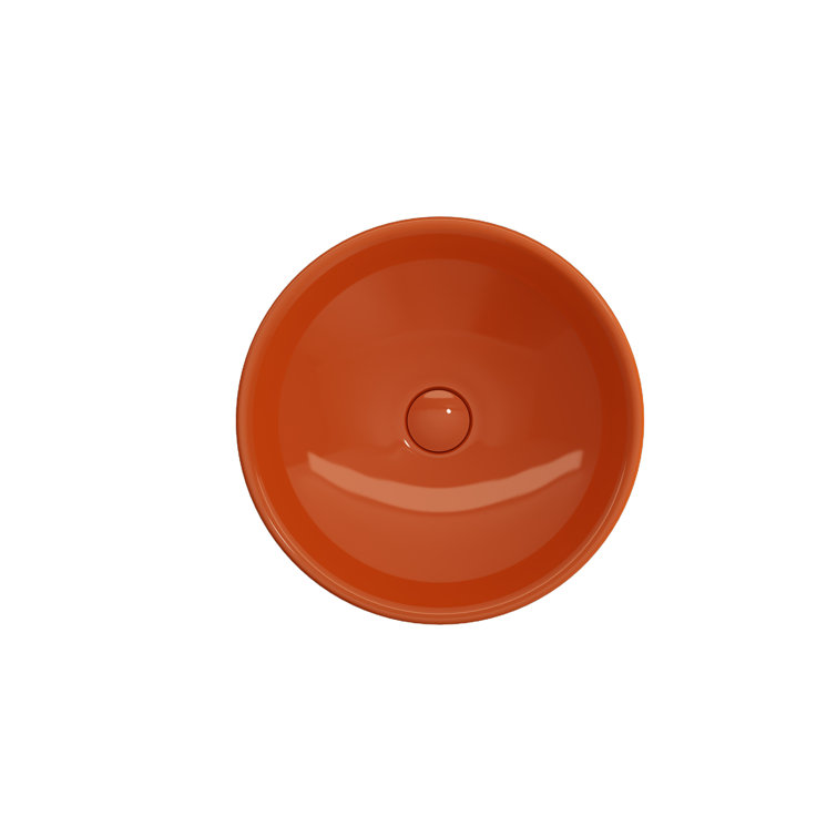 Venezia Round Orange Ceramic Vessel Sink, 15.75 Inches