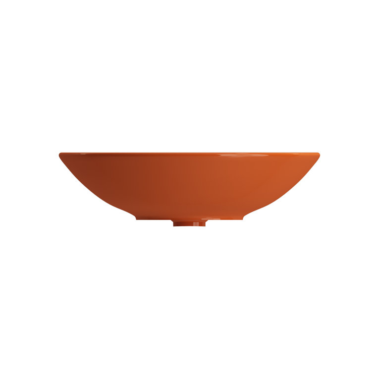Venezia Round Orange Ceramic Vessel Sink, 15.75 Inches
