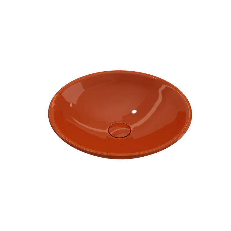 Venezia Round Orange Ceramic Vessel Sink, 15.75 Inches