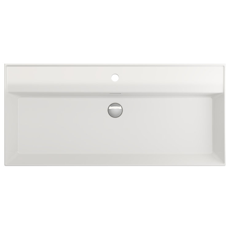 Milano 39.75-Inch White Ceramic Wall-Mount Rectangular Bathroom Sink