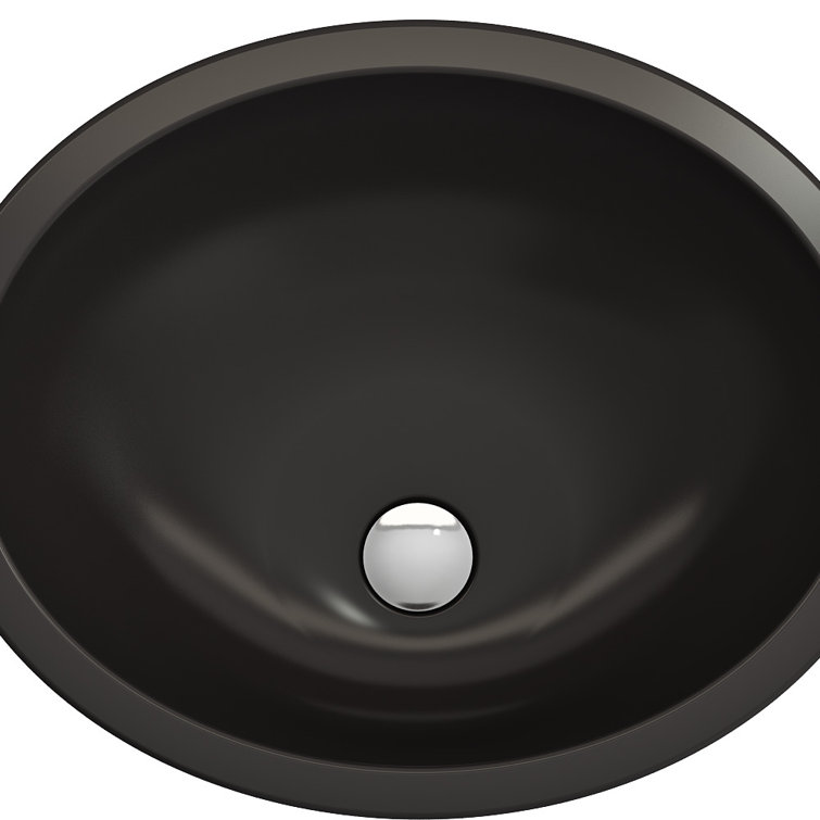 Matte Black Ceramic Round Undermount Bathroom Sink with Overflow