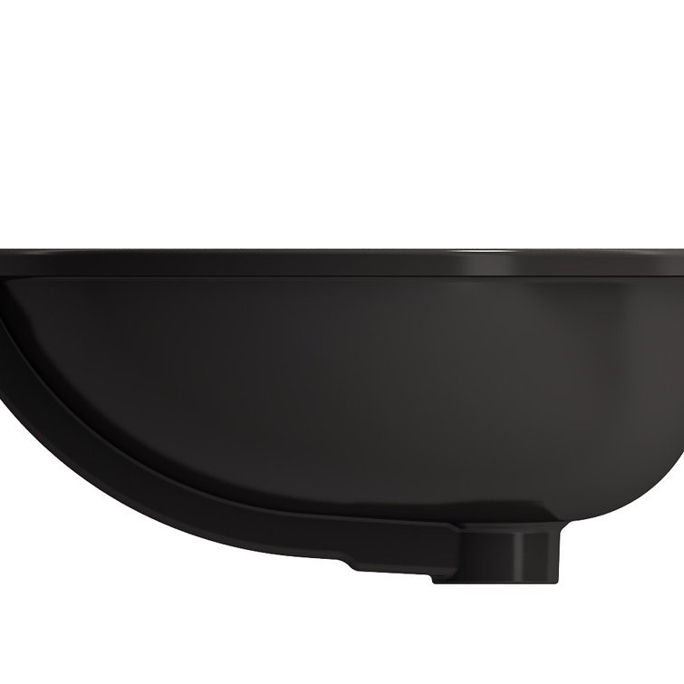 Matte Black Ceramic Round Undermount Bathroom Sink with Overflow