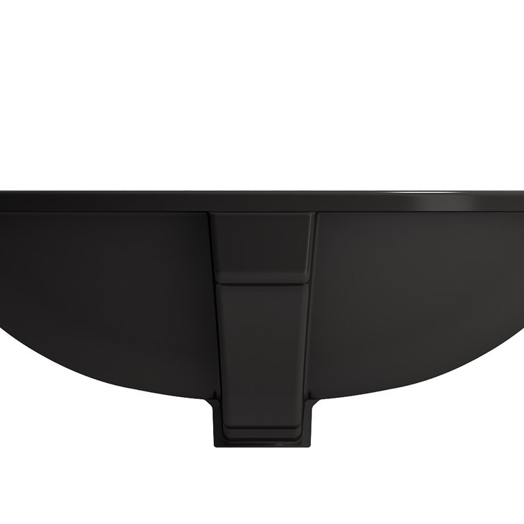 Matte Black Ceramic Round Undermount Bathroom Sink with Overflow