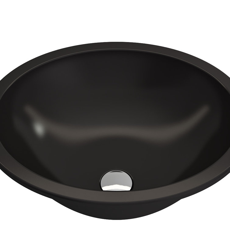Matte Black Ceramic Round Undermount Bathroom Sink with Overflow