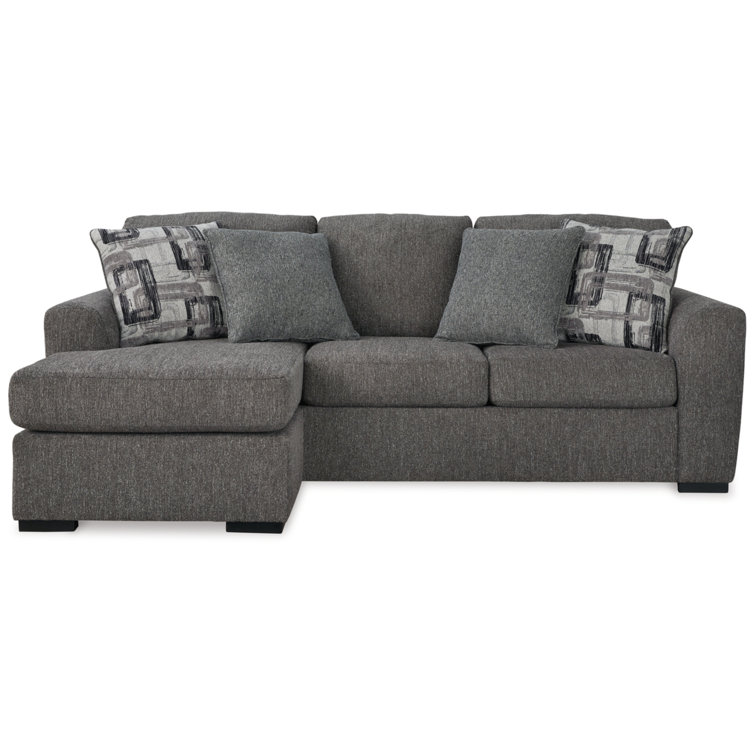 Gray Fabric Track Arm Sofa Chaise with Ottoman