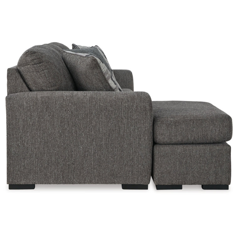Gray Fabric Track Arm Sofa Chaise with Ottoman