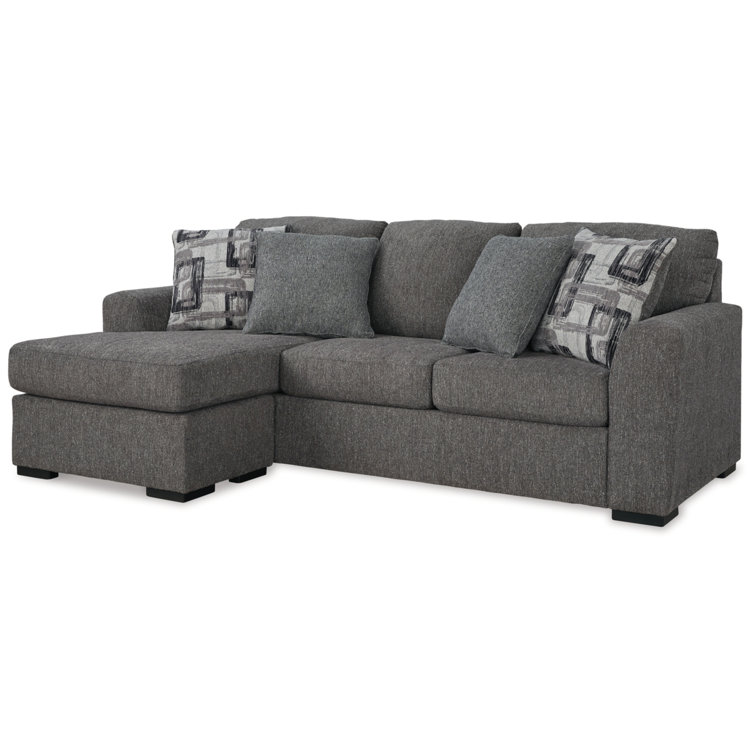 Gray Fabric Track Arm Sofa Chaise with Ottoman