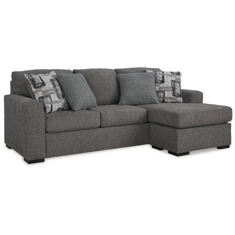 Gray Fabric Track Arm Sofa Chaise with Ottoman