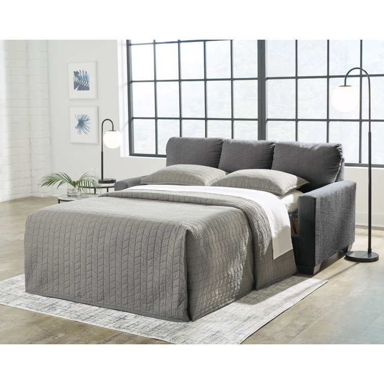 Pewter Full Memory Foam Sleeper Sofa with Removable Cushions