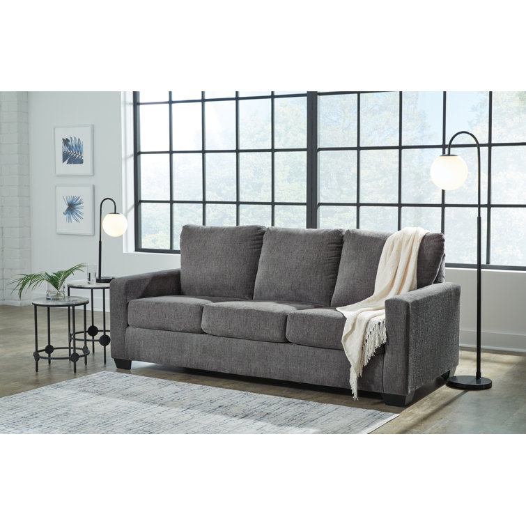 Pewter Gray Queen Memory Foam Sleeper Sofa with Removable Cushions