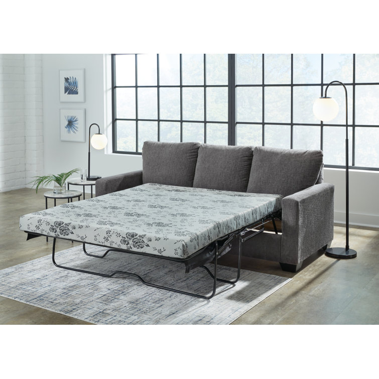 Pewter Gray Queen Memory Foam Sleeper Sofa with Removable Cushions