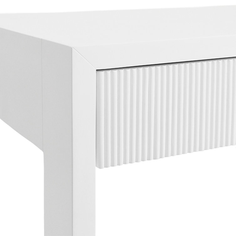 Matte White Lacquer Home Office Desk with Two Drawers
