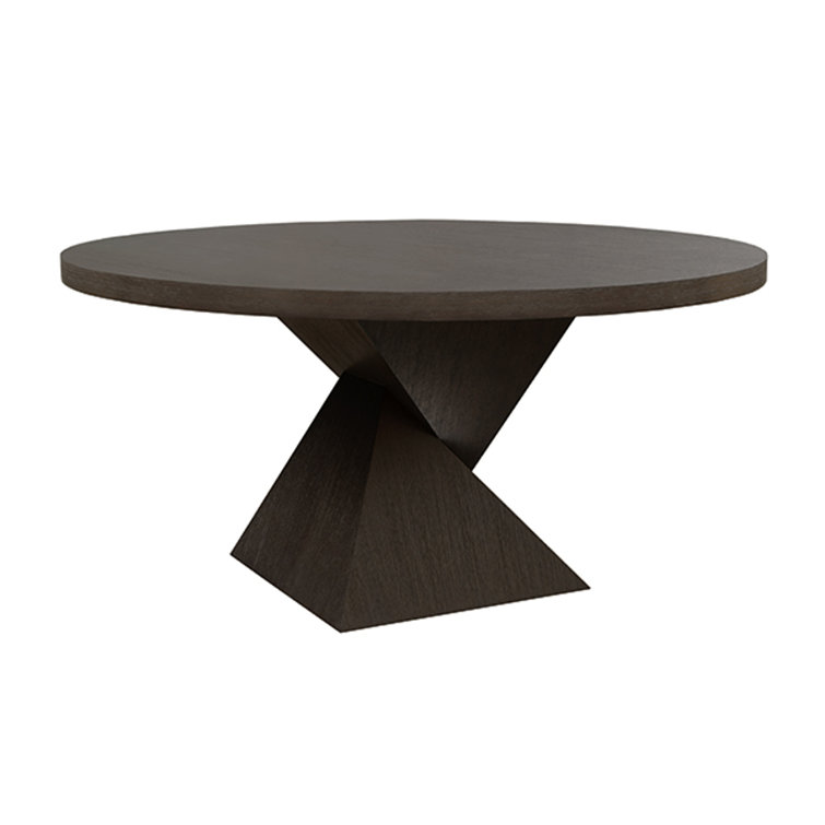 Dark Espresso Oak Round Dining Table with Twist Base