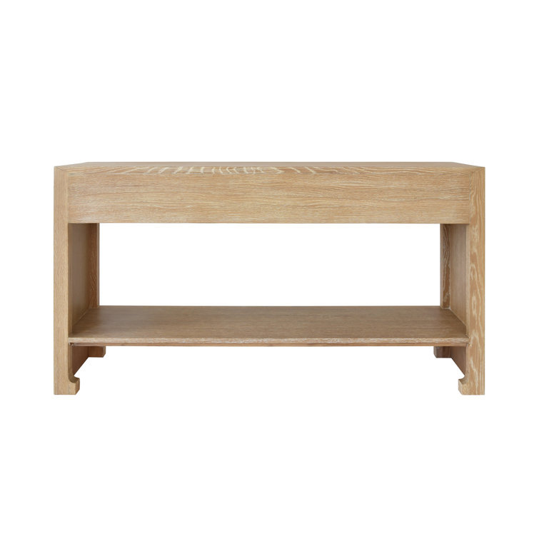 Cerused Oak Console Table with Cane Details and Storage