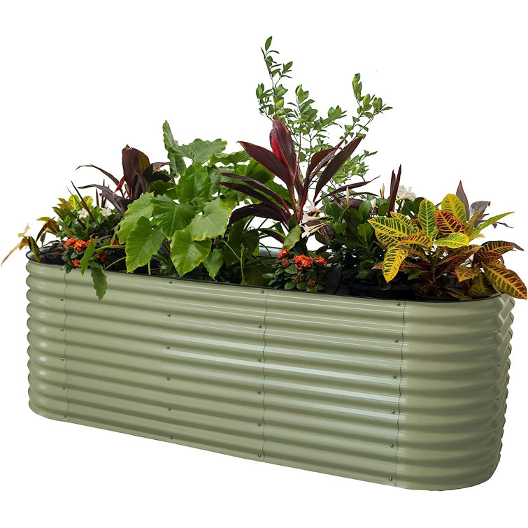 32" Tall Olive Green Modular Metal Outdoor Raised Garden Bed