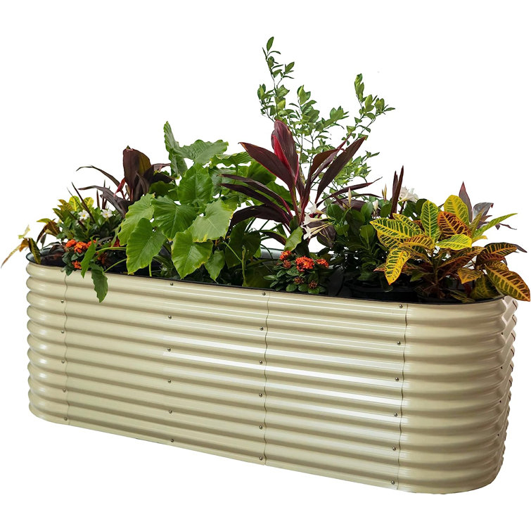 Pearl White 32" Tall Modular Metal Outdoor Raised Garden Bed