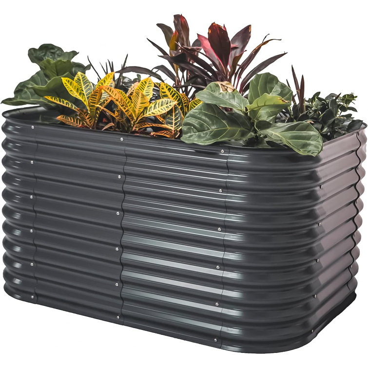 32" Tall Modern Gray Metal Modular Raised Garden Bed