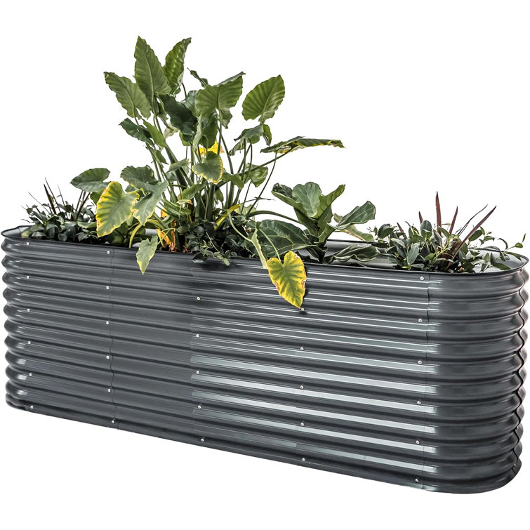 32" Tall Modern Gray Metal Modular Raised Garden Bed