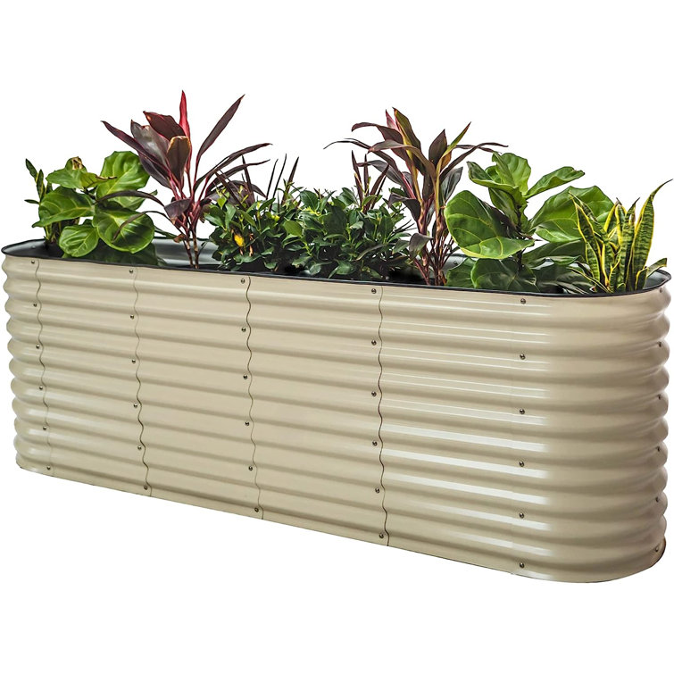 Pearl White 32" Tall Modular Metal Raised Garden Bed