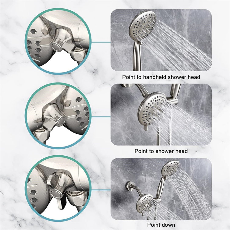 Brushed Nickel Dual 2-in-1 Handheld and Rain Shower Head