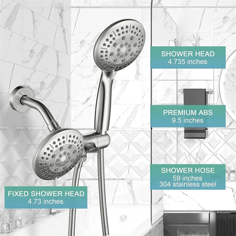 Brushed Nickel Dual 2-in-1 Handheld and Rain Shower Head