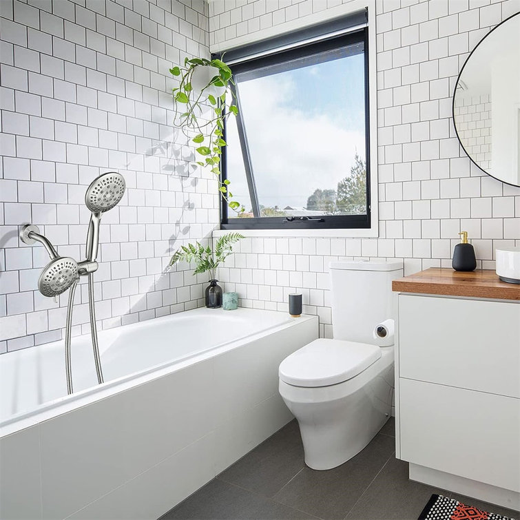Brushed Nickel Dual 2-in-1 Handheld and Rain Shower Head