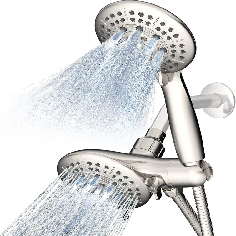 Brushed Nickel Dual 2-in-1 Handheld and Rain Shower Head