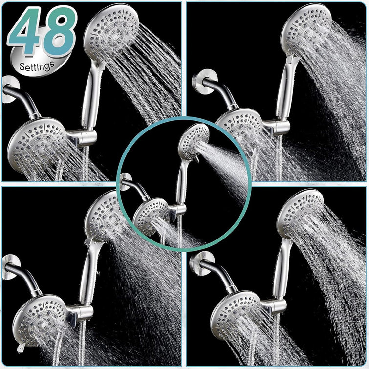 Brushed Nickel Dual 2-in-1 Handheld and Rain Shower Head