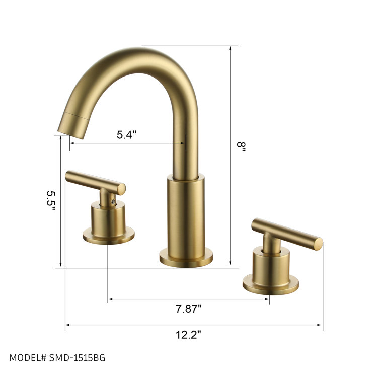 Brushed Gold 8-Inch Widespread 2-Handle Bathroom Faucet