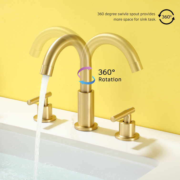 Brushed Gold 8-Inch Widespread 2-Handle Bathroom Faucet